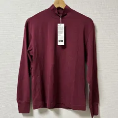 新品未使用 タグ付き (^w^)b UNIQLO ユニクロユー 241-452620 長袖 モックネック 無地 U 長袖Tシャツ カットソー ロンT ハイネック タートルネック 秋冬 春 ワインレッド 赤 レディース サイズ M OM11216HG