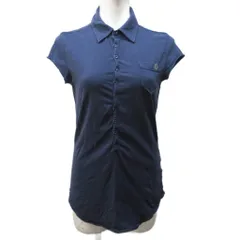 ディーゼル DIESEL ポロシャツ カットソー ロゴ プレート ストレッチ 半袖 M 紺 ネイビー 0108