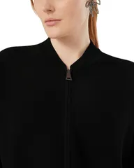マリナリナルディ レディース アウター カーディガン Marinaldi Uscita Rafia Zip Front Cardigan Black ブラックのサムネイル