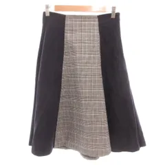 ジルバイジルスチュアート JILL by JILLSTUART 美品 フレアスカート ひざ丈 M 紺 ネイビー グレー 切り替え チェック柄 /NL