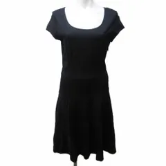 セオリー Theory 美品 ワンピースストレッチ フレア 半袖 ひざ丈 S 黒 ブラック ■YHS11 0104
