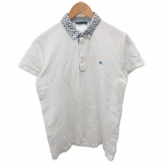 エトロ ETRO ポロシャツ 半袖 衿総柄 コットン S 白 ホワイト マルチカラー 161-1Y041-9300 IBO89