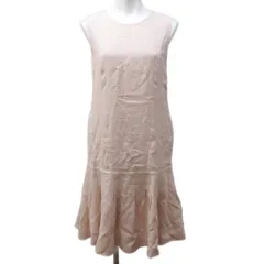 フォクシー FOXEY DROPPED WAIST PINTUCK DRESS 2018年 ワンピース ドレス リネン ピンタック ノースリーブ ひざ丈 38 約S ピンク 37925 IBO84 1120