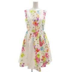 チェスティ Chesty タグ付き ノースリーブワンピース ひざ丈 フレア 0 タック 白 ホワイト 花柄 IBO85 /GV