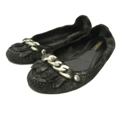 ルイヴィトン LOUIS VUITTON フラット パンプス バレエシューズ ラメ 黒 ブラック 約22.5cm 35.5 IBO89