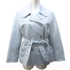 マックスマーラ MAX MARA ジャケット コットン ダブル ピーコート ベルト付 42 約L 水色 ライトブルー 系 IBO89 0213