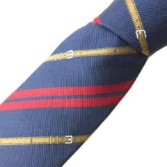 エルメス HERMES ネクタイ ナロータイ ベルト柄 レジメンタルストライプ 絹 シルク 紺 赤 ネイビー レッド 0207 IBO89