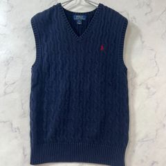 POLO RALPH LAUREN 刺繍ケーブルニットVネック ネイビー - メルカリ