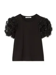 新品 [スナイデル] チュールスリーブカットトップス SWCT244197 レディース BLK Free Size