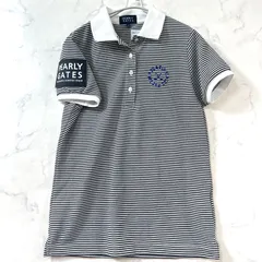 未使用級 パーリーゲイツ ポロシャツ ラバーロゴ 半袖 刺繡ロゴ ボーダー 黒 ブラック PEARLY GATES レディース B2120
