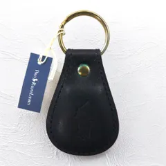 Polo by Ralph Lauren USA製 レザー キーホルダー キーリング チャーム ブラック ポニー 未使用品