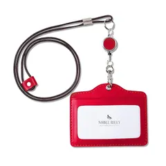 【新品】 [ノーブルライリー] idカードホルダー idケース プレゼント レディース メンズ レザー 社員証 (レッド) 1