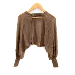 ヘザー Heather ボレロ カーディガン ショート丈 無地 シースルー F 茶 ブラウン /SY35