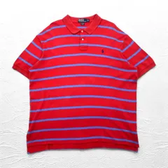 Polo by Ralph Lauren ボーダー ポロシャツ XXL ピンク コットン スモールポニー刺繍 スリランカ製