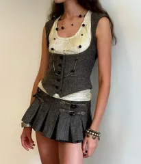 スカルプター ウール マイクロ ラップスカート ベージュ