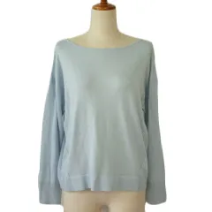 ミッシェルクラン MICHEL KLEIN カットソー ニット ボートネック ウール混 38 水色 ブルー