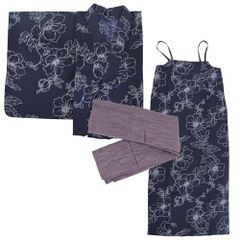 浴衣 セット レディース [なごみや] 2WAY キャミ ワンピース 浴衣 ラメしわ兵児帯 2点セット セパレート 二部式 モダン かわいい 高見え レディースe