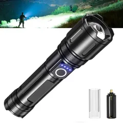 懐中電灯 強力 防災 超高輝度 ハンディライト Type-C USB充電式 IP56防水防塵 軽量 小型 大容量 最強 LED 高輝度 SOS フラッシュライト ズーム式 アルミニウム合金 耐衝撃2M 新型 残量表示機能 自転車 登山 夜釣り 作業用 停電 e