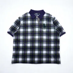 Polo by Ralph Lauren 90年代 ビッグポニー刺繍 ポロシャツ 3XL ネイビー グリーン チェック 未使用品