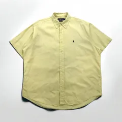 Ralph Lauren 90年代 BLAKE 半袖 オックスフォード ボタンダウンシャツ XL イエロー コットン スモールポニー刺繍