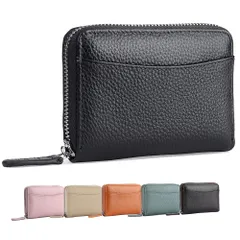 ミニ財布 本革 小さい財布 コンパクト 軽量 大容量 じゃばら式 カードケース 二つ折り財布 お札が折れない 小銭入れ レディース メンズ ミニウォレット (ブラック)