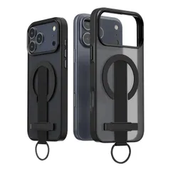 新品 araree iPhone 17 Pro Max 用 ケース 多機能 MagSafe対応 [ グリップ スタンド Dリング MIL規格耐衝撃 エアキャップ構造 高耐久素材 精密設計 ] DUPLE M GRIP ブラック AR27996i17PM 【国内