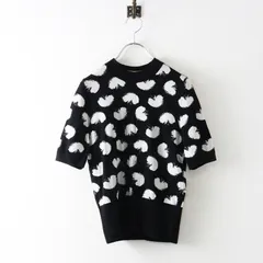 HUGO BOSS ヒューゴボス ジャガード織り ショートスリーブ クルーネックニット トップス XS ブラック┃黒 サマーセーター【2400014864236】のサムネイル
