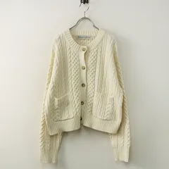 ミディウミ Midi Umi ケーブル ワイド カーディガン∥アイボリー ニット ウール 羽織り セーター 長袖 ナチュラル【2400014866001】