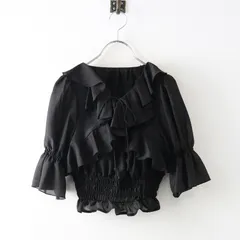 極美品 2024SS スナイデル SNIDEL フリルボレロsetブラウス ONE SIZE‖ブラック フレア シャーリング トップス【2400014860931】のサムネイル