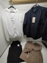 【送料無料】新品・タグ付き　レディース　トップス4点セット 白パーカー・無印良品ネイビーシャツ／ラメニットベスト／犬柄カーディガン 　251008-7T