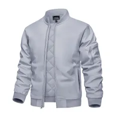新品 [KEFITEVD] 中綿ジャケット メンズ アウター 大きいサイズ 作業着 撥水 スカジャン ゆったり アウター 防寒 ジップアップブルゾン ポケット ビジネス ライトグレー XL