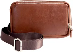 新品 [Dom Teporna] ボディバッグ メンズ 本革 イタリアンレザー コンパクト 2WAY 縦 横 前掛け クラッチバッグ ショルダー カバン 斜めがけバッグ ダークブラウン