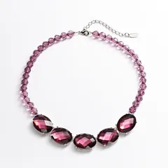 1928 レディース アクセサリー ネックレス・チョーカー・ペンダントトップ レース 1928 Silver Tone Simulated Crystal Bead Necklace Purple パープル