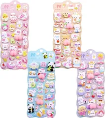 A'sTool お尻シール 3D 立体 ぷにぷに もちもち ぷくぷく 手帳 スマホ かわいい 動物 4種類 4枚セット デコレーション ぱんだ うさぎ やぎ ねこ くま ファンシー系 アニマル ステッカー 貼る おもちゃ (パステルカラー)