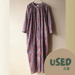 URBAN RESEARCH DOORS エスニック柄 スタンドカラーワンピース ブラウン シャツワンピース 花柄