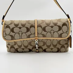 COACH（コーチ）クリップ デミポーチ 6348 シグネチャー キャンバス ショルダーバッグ ワンショルダー ベージュ×ブラウン レディース