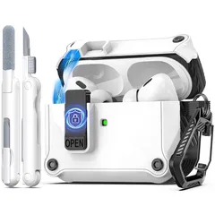 R-fun ケース Airpods Pro 第 2 世代/第 1 世代 (2023/2022/2019) 対応 自動スナップスイッチ付き、安全なロッククリップケースデザイン Airpods Pro (USB-C/ライトニングケーブル) 用キーチェーン付き  0