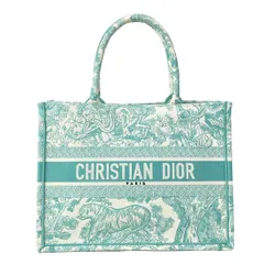 DIOR/ChristianDior(ディオール/クリスチャンディオール) トートバッグ美品  ブックトートミディアムバッグ/旧スモール ライトグリーン×白