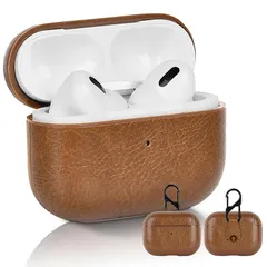 YAODLE For AirPods Pro 3 ケース エアーポッズプロ第3世代 (2025) ケース 本革 イタリアンレザー 高級 PU革 装着充電可能 LEDライト可視 ワイヤレス充電対応 持ち運びに便利(ブラウン) 0