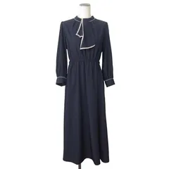 ナチュラルクチュール natural couture 配色パイピングボウタイワンピース F 紺