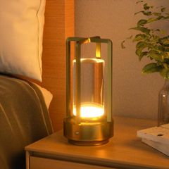 【新登場 & 3色モード】間接照明 おしゃれ テーブルランプ コードレス 3600mAh 卓上ライト｜タッチ制御＆無段階調光｜目に優しい北欧風スタンドライト｜バー/キャンプ/常夜灯/枕元ライトに最適｜卒業祝い/誕生日プレゼント (ゴールド)