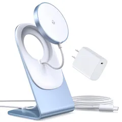 ワイヤレス充電器 Mag Safe充電器 マグネット式 【magsafe充電器＋magsafeスタンド+ 20W USB-Cアダプター】 USB-Cケーブル 1.5m付き マグセーフ充電器 スタンド/パッド くっつく iPhone16/15/14 /13/ 0