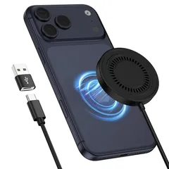 ワイヤレス充電器 マグネット式 最大15W出力 magsafe 充電器 無線充電器 Type-Cポート* USB Cメス-USB Aオスアダプタ付き MagSafe対応 軽量 小型 ?磁気吸着 15W/10W/7.5W/5W 置くだけ充電器 iPhone 1