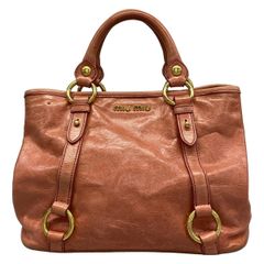 miu miu ハンドバッグ RR0895 ブラウン - メルカリ