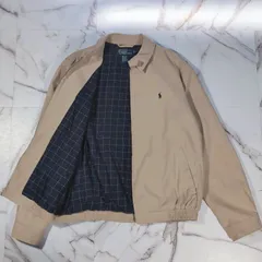 90~00s Polo by Ralph Lauren スウィングトップ ポニー刺繍 内側チェック ポリエステル100% ベージュ M チンストラップ
