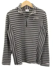 フィラ FILA カットソー ボーダー ハーフジップ 長袖 L グレー 黒