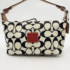 COACH（コーチ）シグネチャー キャンバス ハンドバッグ／アクセサリーポーチ ベージュ系×ブラック キャンバス レザー レディース