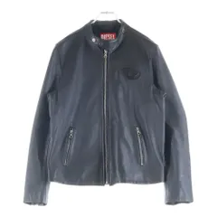 DIESEL (ディーゼル) L-METALO ロゴエンボス シングル ライダース レザージャケット ブラック A10627