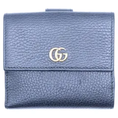 GUCCI (グッチ) GGマーモント レザー コンパクトウォレット 二つ折り財布 ブラック 456122