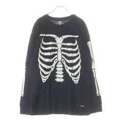 SUPREME (シュプリーム) 25AW ×Hanes Bones Thermal Crew ヘインズ ボーンプリント クルーネック長袖Tシャツ カットソー ブラック